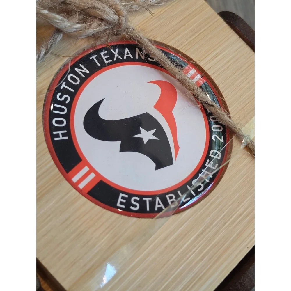 Houston Texans NFL 4PK Wood Tonal Inlay Coaster Set with Holder Memory Company